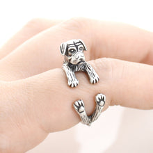 Load image into Gallery viewer, 3D English Mastiff Finger Wrap Rings-Dog Themed Jewellery-Dogs, English Mastiff, Jewellery, Ring-Resizable-Antique Silver-2