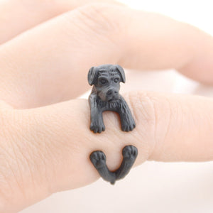3D English Mastiff Finger Wrap Rings-Dog Themed Jewellery-Dogs, English Mastiff, Jewellery, Ring-Resizable-Black Gun-5