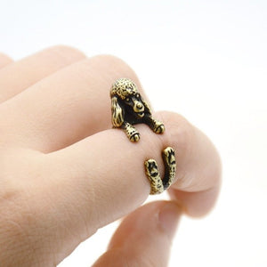 3D French Poodle Finger Wrap Rings-Dog Themed Jewellery-Dogs, Jewellery, Poodle, Ring-Resizable-Antique Bronze-5