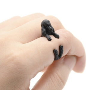3D French Poodle Finger Wrap Rings-Dog Themed Jewellery-Dogs, Jewellery, Poodle, Ring-Resizable-Black Gun-7