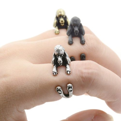 3D French Poodle Finger Wrap Rings-Dog Themed Jewellery-Dogs, Jewellery, Poodle, Ring-1