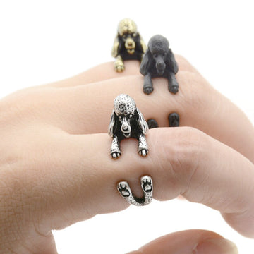 3d French Poodle Finger Wrap Rings 360x