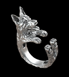 3D German Shepherd Finger Wrap Rings-Dog Themed Jewellery-Dogs, German Shepherd, Jewellery, Ring-6