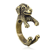Load image into Gallery viewer, 3D Golden Retriever Finger Wrap Rings-Dog Themed Jewellery-Dogs, Golden Retriever, Jewellery, Ring-Resizable-Antique Bronze-5