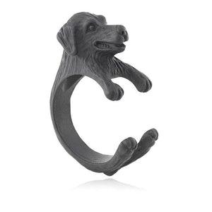 3D Golden Retriever Finger Wrap Rings-Dog Themed Jewellery-Dogs, Golden Retriever, Jewellery, Ring-Resizable-Black Gun-8
