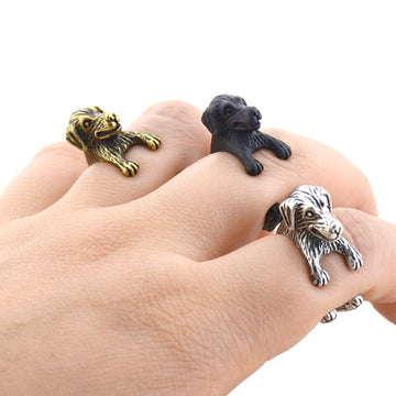 3d Golden Retriever Finger Wrap Rings 360x