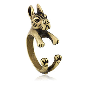 3D Great Dane Finger Wrap Rings-Dog Themed Jewellery-Dogs, Great Dane, Jewellery, Ring-Resizable-Antique Bronze-4