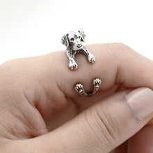 Load image into Gallery viewer, 3D Labrador Finger Wrap Rings-Dog Themed Jewellery-Black Labrador, Chocolate Labrador, Dogs, Jewellery, Labrador, Ring-Resizable-Antique Silver-2