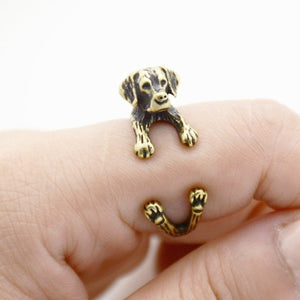 3D Labrador Finger Wrap Rings-Dog Themed Jewellery-Black Labrador, Chocolate Labrador, Dogs, Jewellery, Labrador, Ring-Resizable-Antique Bronze-5