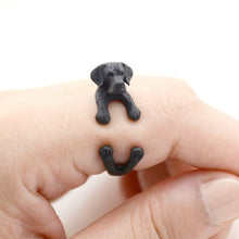 Load image into Gallery viewer, 3D Labrador Finger Wrap Rings-Dog Themed Jewellery-Black Labrador, Chocolate Labrador, Dogs, Jewellery, Labrador, Ring-Resizable-Black Gun-6