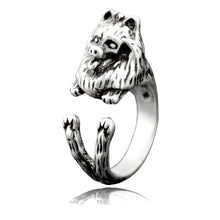 Load image into Gallery viewer, Image of a Pomeranian ring in silver