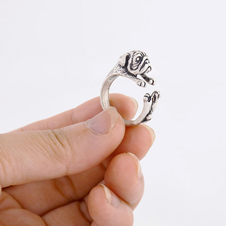 3D Pug Finger Wrap Rings-Dog Themed Jewellery-Dogs, Jewellery, Pug, Ring-4