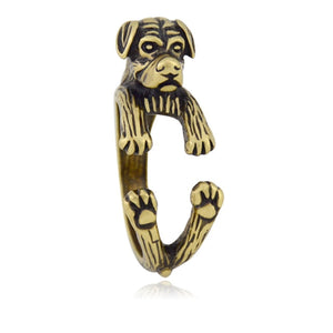 3D Rottweiler Finger Wrap Rings-Dog Themed Jewellery-Dogs, Jewellery, Ring, Rottweiler-Resizable-Antique Bronze-4