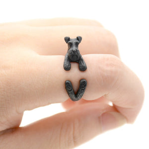 3D Schnauzer Finger Wrap Rings-Dog Themed Jewellery-Dogs, Jewellery, Ring, Schnauzer-Resizable-Black Gun-6
