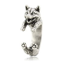 Load image into Gallery viewer, Image of a Shiba Inu rings in silver
