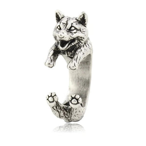 Image of a smiling Shiba inu ring in silver