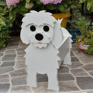 3D Silver Schnauzer Love Small Flower Planter-Home Decor-Dogs, Flower Pot, Home Decor, Schnauzer-Bolognese-10