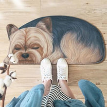 Load image into Gallery viewer, Sleeping Dogs Shaped Doormat / Floor RugMatYorkshire Terrier / YorkieSmall