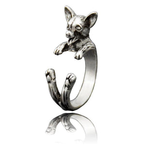 3D Smiling Chihuahua Finger Wrap Rings-Dog Themed Jewellery-Chihuahua, Dogs, Jewellery, Ring-3