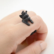 Load image into Gallery viewer, 3D West Highland Terrier Finger Wrap Rings-Dog Themed Jewellery-Dogs, Jewellery, Ring, West Highland Terrier-Resizable-Black Gun-5