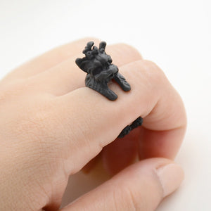 3D West Highland Terrier Finger Wrap Rings-Dog Themed Jewellery-Dogs, Jewellery, Ring, West Highland Terrier-Resizable-Black Gun-5
