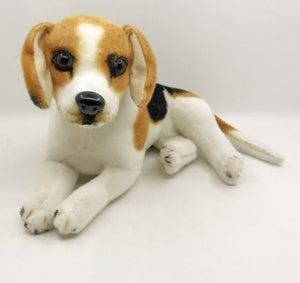 image of an adorable beagle stuffed animal plush toy in white background -lying