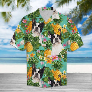 Boston Terrier Love Hawaiian Mens Shirt-Apparel-Apparel, Boston Terrier, Dogs, Shirt-3