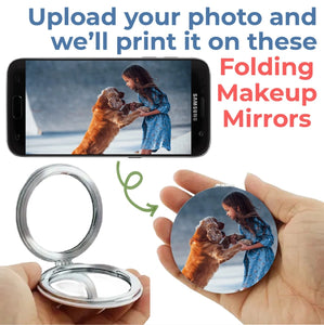 Image of a personalized photo make up mirror for dog moms