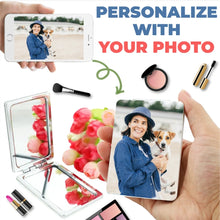 Load image into Gallery viewer, Image of a dog mom on a personalized photo make up mirror