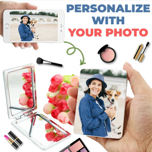 Image of a dog mom on a personalized photo make up mirror
