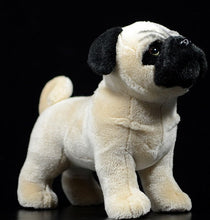 Load image into Gallery viewer, image of an adorable pug stuffed animal plush toy standing in black background