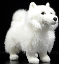 Load image into Gallery viewer, image of an adorable white samoyed stuffed animal plush toy in black background