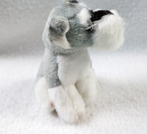 image of a schnauzer stuffed animal plush toy - side view