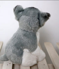 Load image into Gallery viewer, image of a schnauzer stuffed animal plush toy - back view