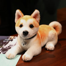 Load image into Gallery viewer, image of an adorable shiba inu stuffed animal plush toy lying on the table