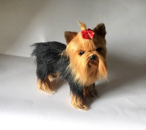 image of a yorkshire stuffed animal plush toy in white background-sideview