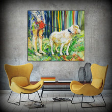 Load image into Gallery viewer, A Girl and Her Labrador Canvas Print Poster-Home Decor-Dogs, Home Decor, Labrador, Poster-28” x 36” inches or 70 x 90 cm-2