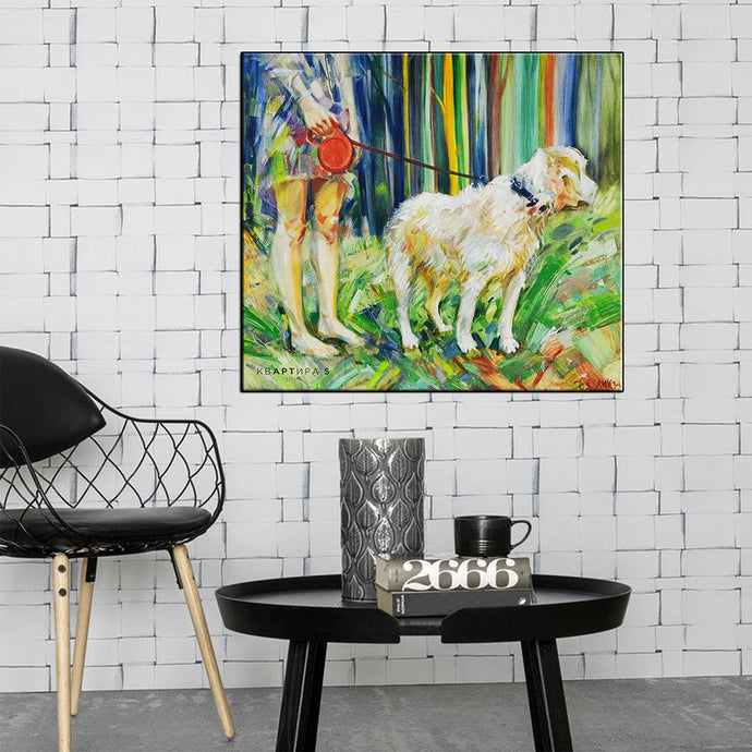 A Girl and Her Labrador Canvas Print Poster-Home Decor-Dogs, Home Decor, Labrador, Poster-1