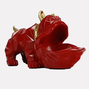 Abstract English Bulldog Tabletop Organiser Statue-Home Decor-Dogs, English Bulldog, Home Decor, Statue-Red-13