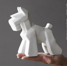 Load image into Gallery viewer, Image of a stunning white abstract Schnauzer statue made of ceramic