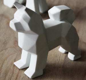 Image of a stunning white abstract Samoyed statue made of ceramic