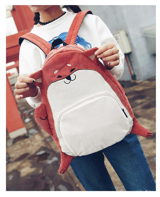 Adorable Shiba Inu Corduroy BackpackBagShiba Inu