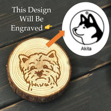 Load image into Gallery viewer, Image of a wood-engraved Akita coaster design