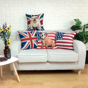 All American and British English Bulldogs Cushion CoversCushion Cover
