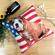 Load image into Gallery viewer, All American and British English Bulldogs Cushion CoversCushion CoverOne SizeEnglish Bulldog with American Flag
