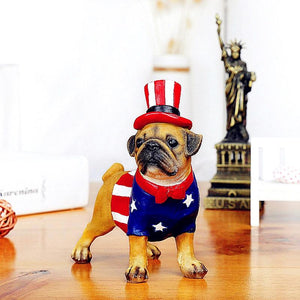 All American Pug Resin StatueHome Decor