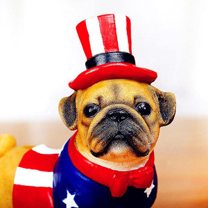 All American Pug Resin StatueHome Decor