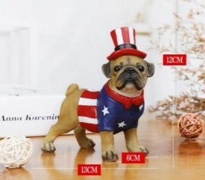 All American Pug Resin StatueHome Decor