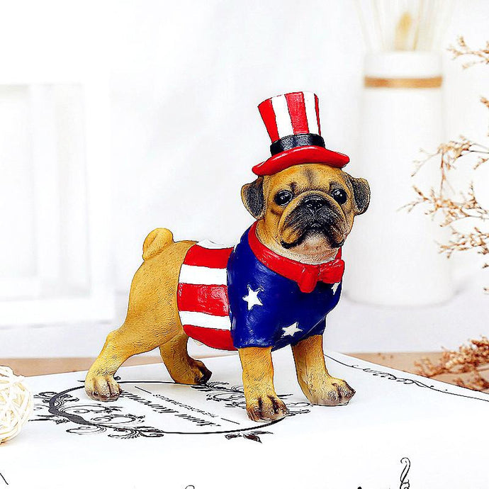 All American Pug Resin StatueHome Decor