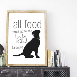 All Food Must Go to the Lab For Testing Canvas Poster-Home Decor-Black Labrador, Dogs, Home Decor, Labrador, Poster-3